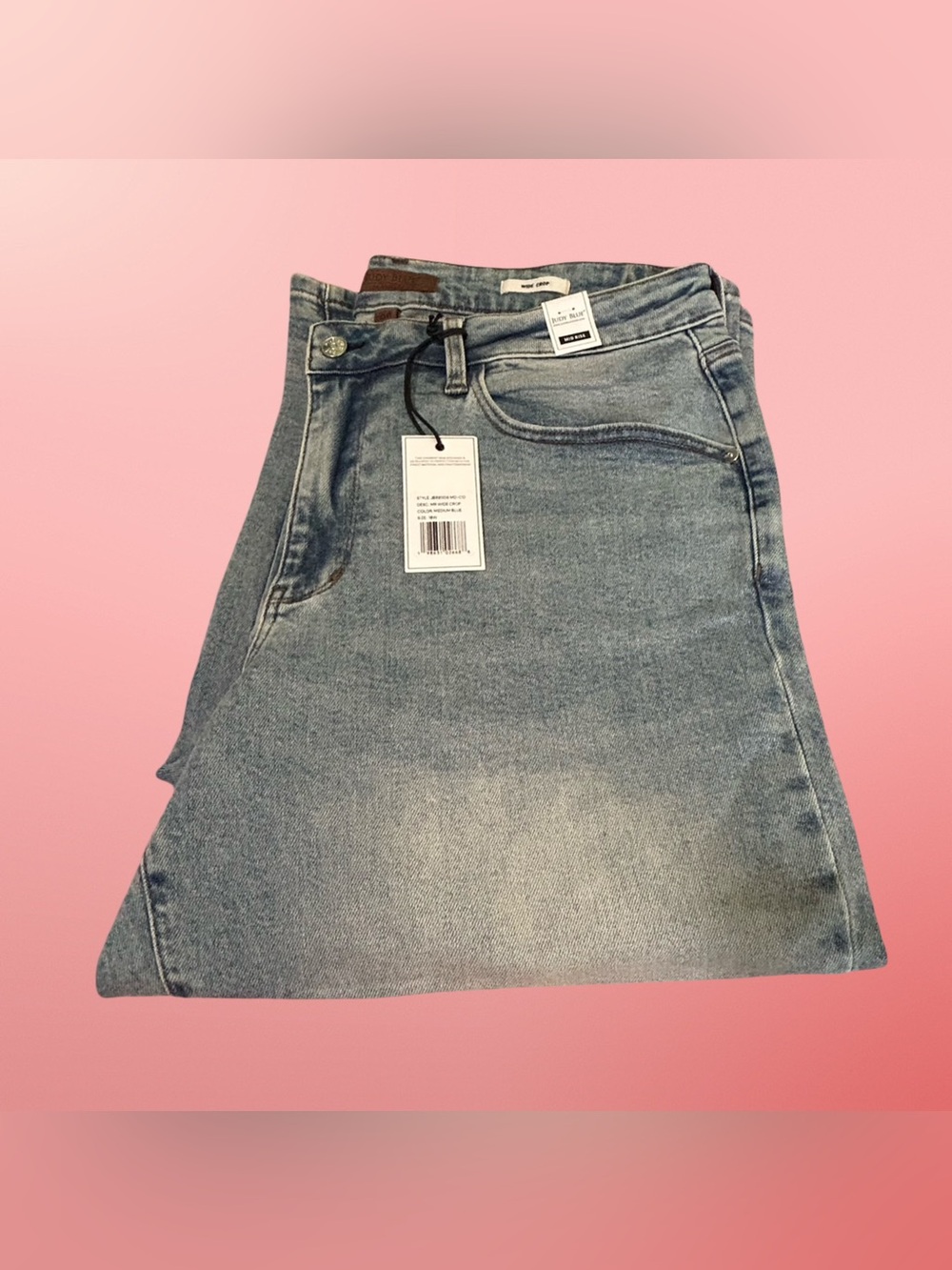 NWT! JUDY BLUE,WIDE CROP MED. BLUE JEANS IN PLUS SIZE 18W. MID RISE,FINISHED HEM - Picture 8 of 16